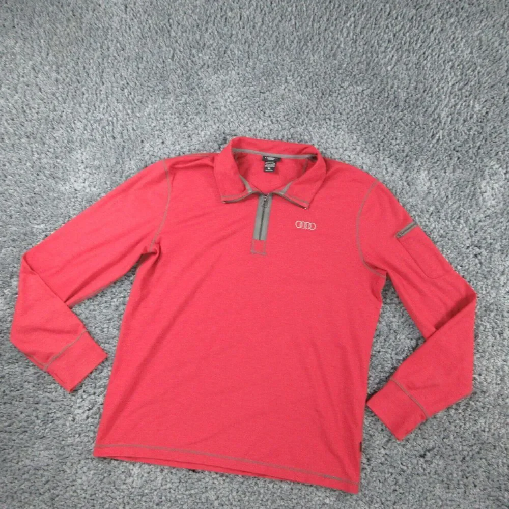 Landway Sweater Mens Extra Large Red Cityluxe Long Sleeve Pullover 1/4 Zip